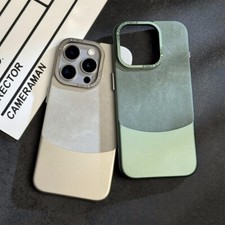 Luxury Suede PU Leather Plating Hard Case For iPhone 15 14 Pro Max 5G Slim Cover