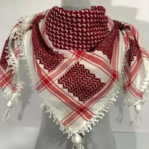 Designer Palestine Arab Style Neck Scarf Unisex Red & White Shemagh Keffiyeh