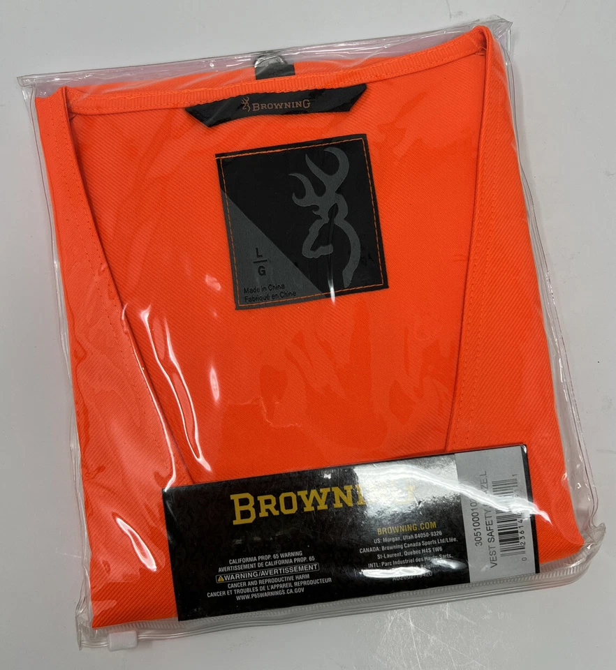 Browning Safety Vest Blaze Orange Size Large Hunting - Image 2 of 2