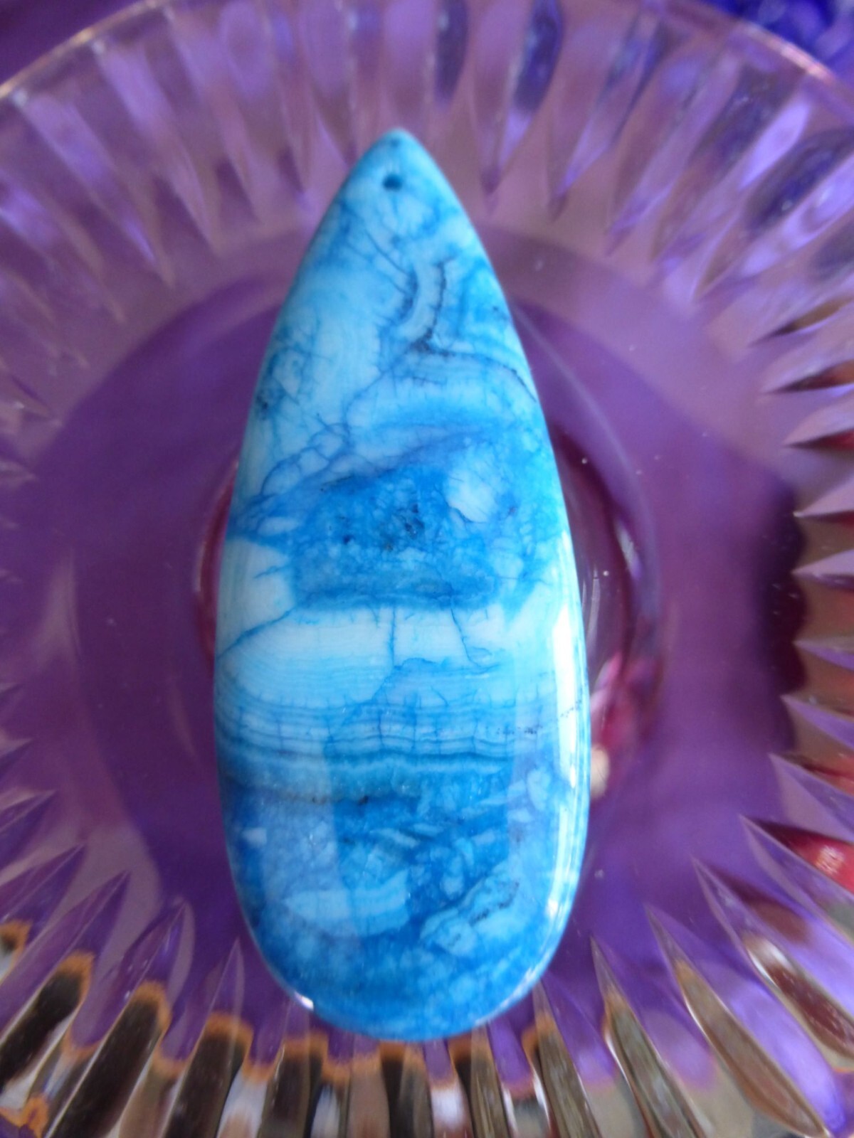 Pendentif jaspe bleu 5 cm n° 2139 | Véritable collier goutte d'eau