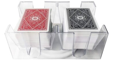 Six (6) Deck Revolving Card Tray Bicycle Canasta Rummy Rotating Holder Playing