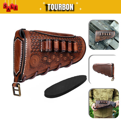 Tourbon Leder Rückstoßpolster Gun Kolbenschutz 12GA Schaftkappe Munitionsschlitz