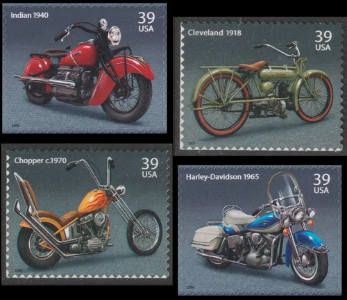 US American Motorcycles 39c Stamp Set of 4 Singles Scott #4085-4088