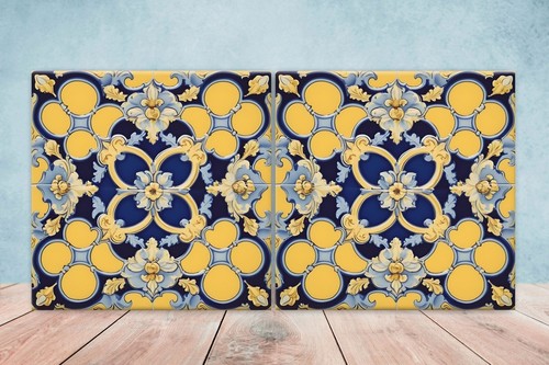 Azulejos de pared de cerámica victoriana - Juego de 2 azulejos de cerámica para salpicadero de cocina para baño - Imagen 1 de 3