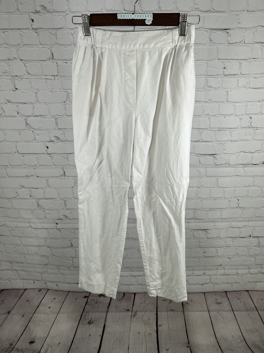 Massimo Dutti White Elastic Waist High Rise Pull On Pants