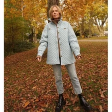 House of Sunny Mid Century Quilt Shirt Jacket Blue Size 4