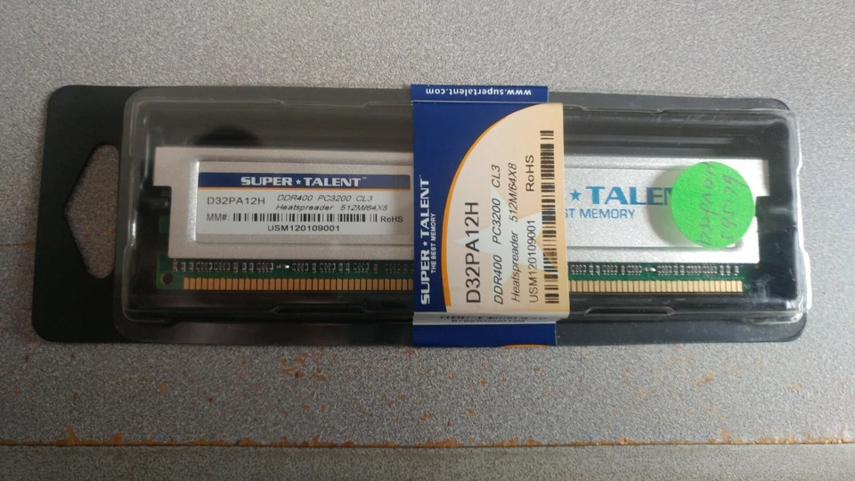 Super Talent D32PA12H memory DDR400 PC3200 CL3 Heatspreader 512m/64x8 USM1201090 - Image 2 of 3