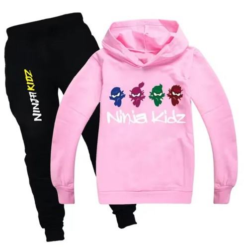 NINJA KIDZ Tracksuit Clothes Spring Autumn Kids Casual Thin Hooded T-Shirt+Pants - Picture 6 of 37