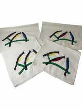 Vintage Hand Sewn Retro Bird Tea Kitchen Towels Blue Red Green Yellow Set Of 4