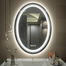 Oval Double-LED Bathroom Mirror Anti-Fog Dimmable Shatter-Proof with Closed Back