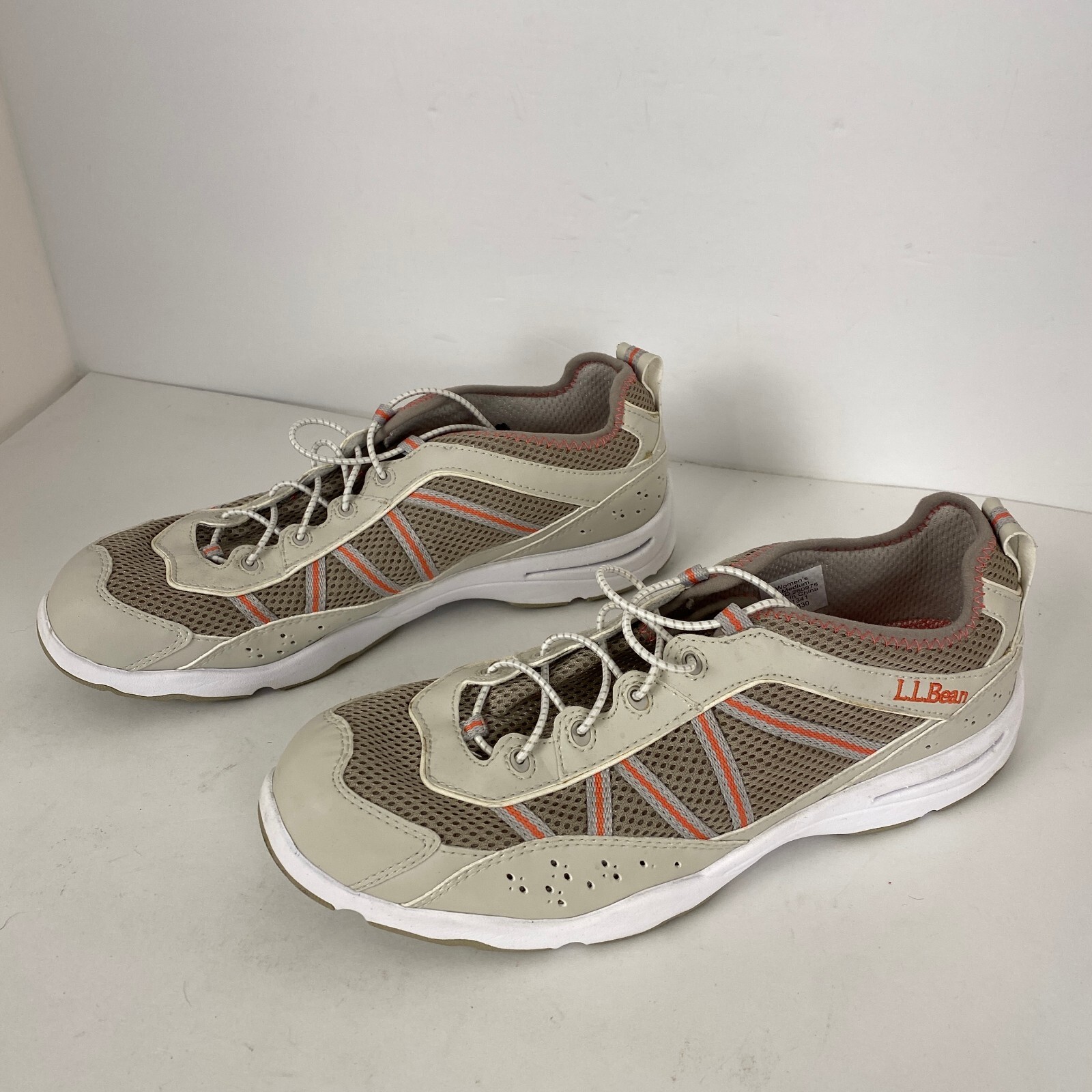 LL Bean Water Shoes Womens Size 8 Tan Pink Low Top Sneakers 260975 eBay