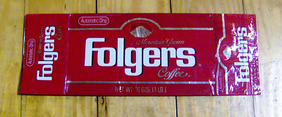 vintage 1980s FOLGER'S COFFEE BAG package OLD BEVERAGE PACKAGING cafe retro food