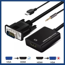 VGA To HDMI Converter 1080P HD Adapter With Audio Cable For HDTV PC Laptop TV US