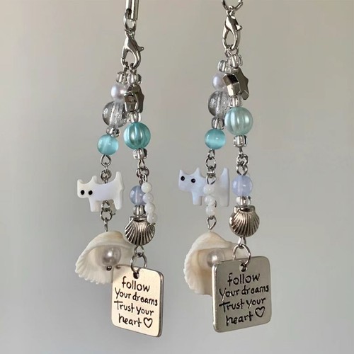Phone Charm Cute Phone Charm Handcrafted Cute Cat Decorative Lanyard - 第 3/12 張圖片