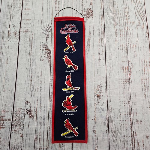 St Louis Cardinals Logo Geschichte Siegerstreifen Wolle Acryl 8" x 31" Banner