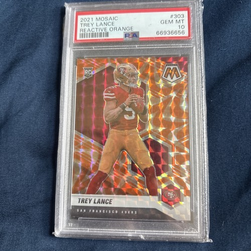 🔥🔥Gem Mint 10 2021 Mosaic Trey Lance Reactive Orange Chargers