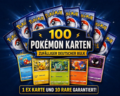 Pokémon TCG 100 Karten Bulk Deutsch gemischt   1x EX & 10x Rare garantiert