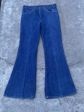 Vintage 80  s Levi  s 646 Orange Tab Bellbottom Flare Faded Denim Jeans Size 17x46