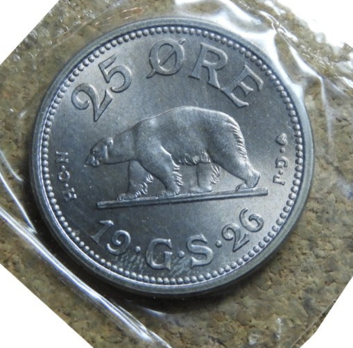 elf Greenland 25 Ore 1926  Polar Bear 