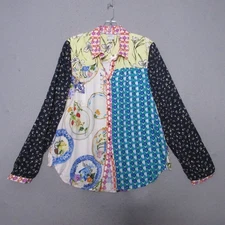 Maeve Anthropologie Top Medium Paz Mix Contrast Print Alida Button Up Boho NWT