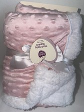 Parents Choice Pink Minky Dot White Plush Baby Blanket 30 X 40 New