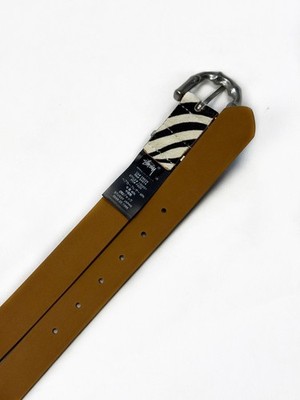 Stussy Bamboo Buckle Belt Zebra Hair Unisex Streetwear Vintage S