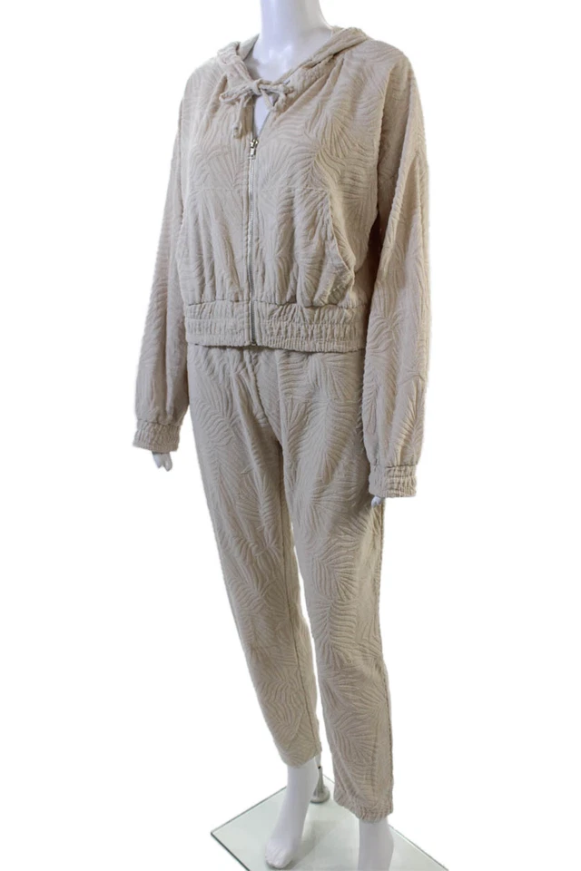 Conjunto de sudadera vintage Havana para mujer con capucha manga larga de dos piezas beige talla M Foto 4 de 4