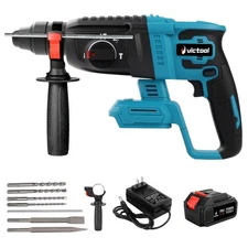 21V Cordless 3-in-1 Rotary Hammer Drill Kit w/ Battery & Bits Concrete US Plug
