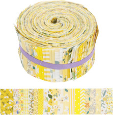 80 PCS Jelly Roll Fabric Strips 2.5x20 Inch Printed Cotton Patchwork Yellow