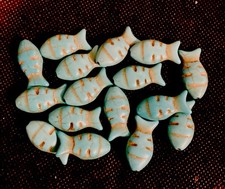 Blue Turquoise Stone 23mm x 12mm Handmade Fish Beads Lot of 16