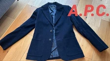 A.P.C. Woman Corduroy Tailored Jacket Navy Blue Limited Edition Style Refined Mi