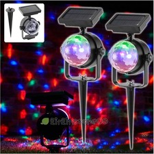 2x Solar Projector Laser Lamp Colorful Rotating LED Projector Garden Stake Lamp