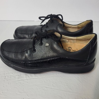 FINN COMFORT Acapulco Black Leather Lace Up Walking Shoes Wmns US 6.5 EU 37 UK 4