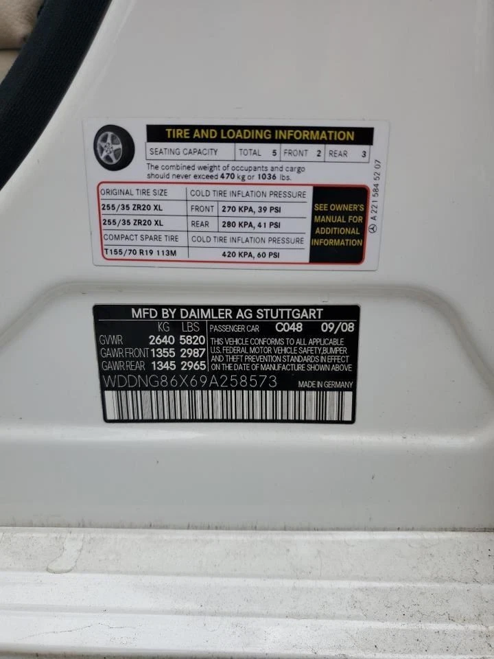 Driver Air Bag 221 Type Front Driver Knee Fits 07-13 MERCEDES S-CLASS 2590352 Foto 2 de 4