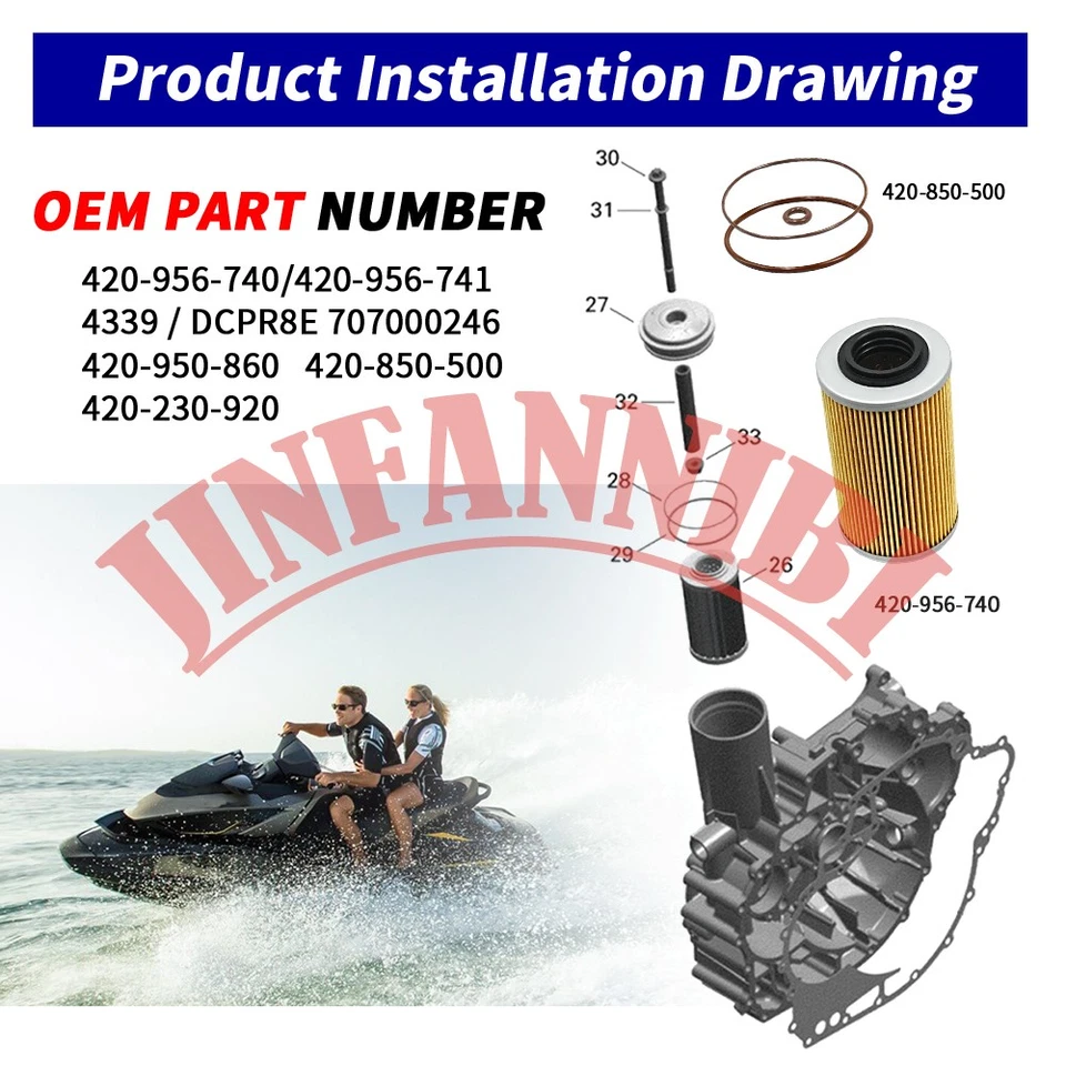 3 Packs Oil Filters Replacement Kit & Spark Plugs for Sea-Doo Wake 155 2009-2017 - Image 3 of 4