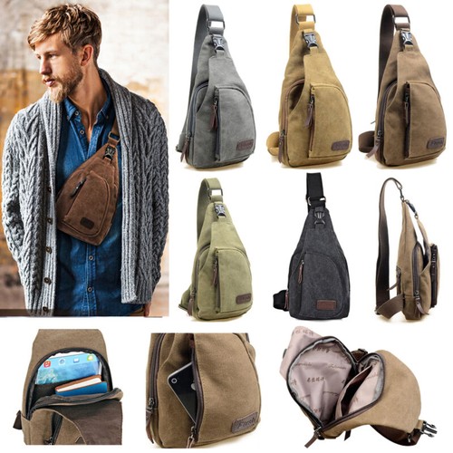 Herren Männer Brusttasche Crossbody Sling Bag Schultertasche Vintage Tasche Bags