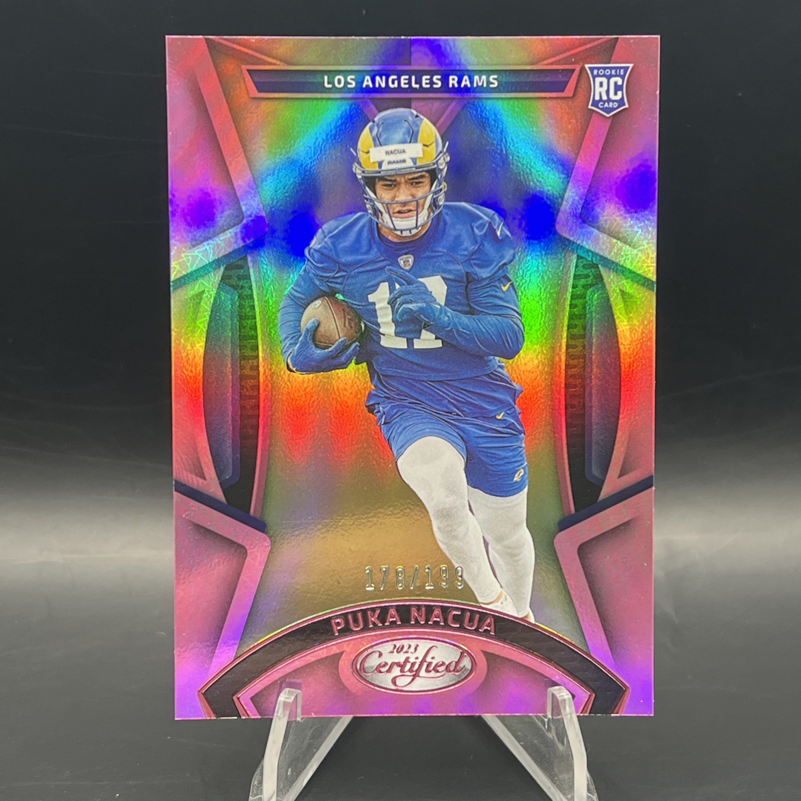 2023 Panini Certified #143 Puka Nacua Mirror Pink #/199 Rookie RC Rams