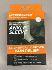 Incrediwear Ankle Sleeve Brace for Joint Pain Large Pack of 1 , Grey