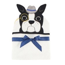 Hudson Baby Cotton Terry Hooded Towel White, Black, Gray Blue Terrier Dog