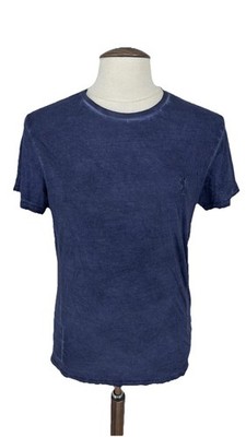 Religion T-Shirt Herren mittelblau gewaschen Rundhals Logo Tee Baumwolle Freizeit