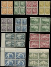 1928 CANADA KING GEORGE V SCROLL 1C-$1 COMPLETE SET IN BLOCKS OF 4 NH UN.#149-59