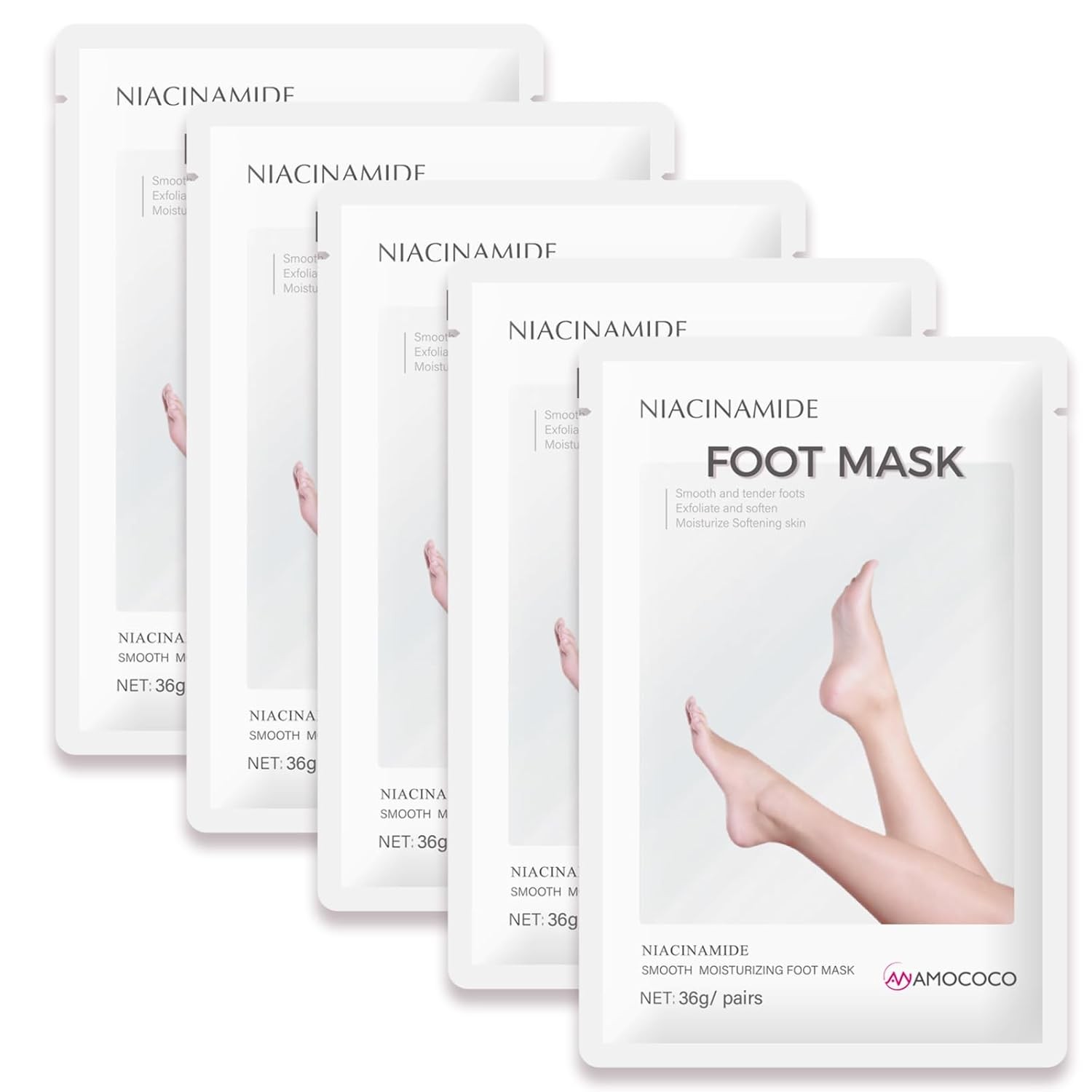 Amococo Foot Mask with Niacinamide, Shea Butter & Vitamin E 