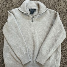 Christian Lacroix Youth Large 100 Merino Wool Quarter Zip Sweater Beige