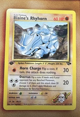Blaine's Rhyhorn 65/132 Gym Challenge 1st Edition Common Englisch Pokemon
