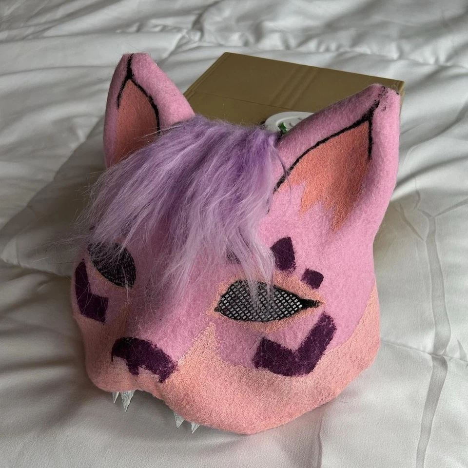 Pink Kipo Felted Therian Mask Handmade By Faohlan - Image 2 of 4