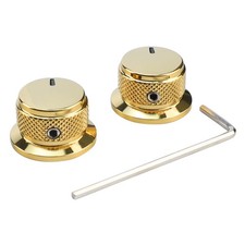 OVSAL 2PCS Electric Bass Guitar Metal Knobs Flat-top 6.1mm-2 Piece, Gold