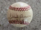 HANK AARON SIGNED BASEBALL DIRTY TONED PSA NO CARD HOF BRAVES