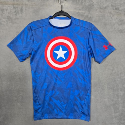 Captain America Alter Ego Compression shirt mens Large Marvel Under Armour blue