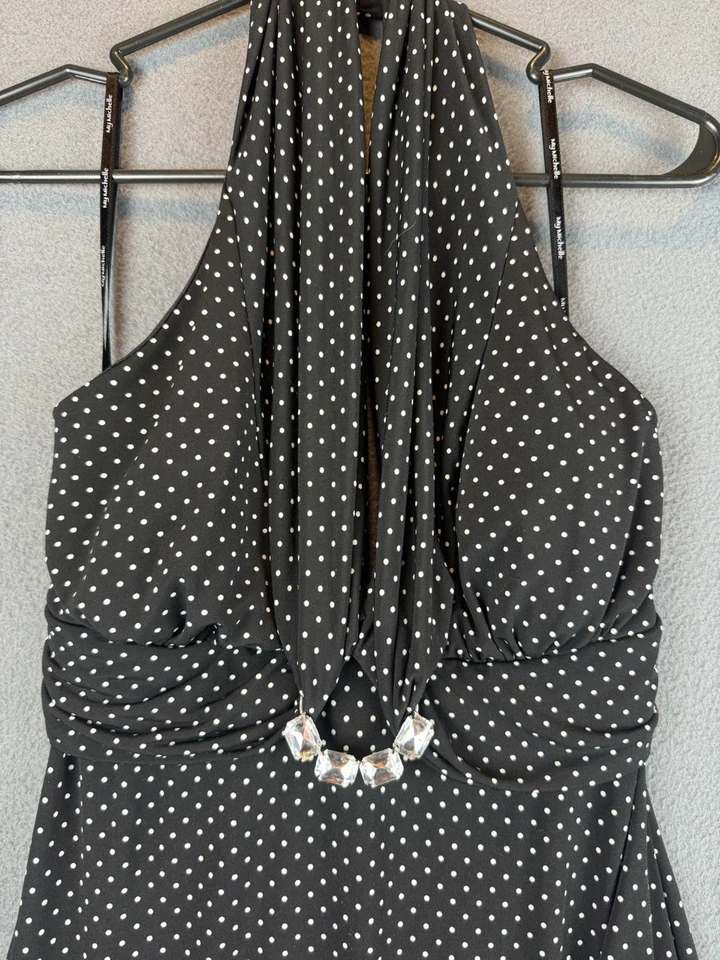 Halter de lunares vintage Y2K My Michelle con forro con dobladillo de tul talla M años 90 graduación Foto 3 de 4