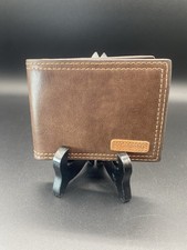 Columbia Men's Brown Leather Bifold Wallet Flip Out ID 4.5  x 3.5  